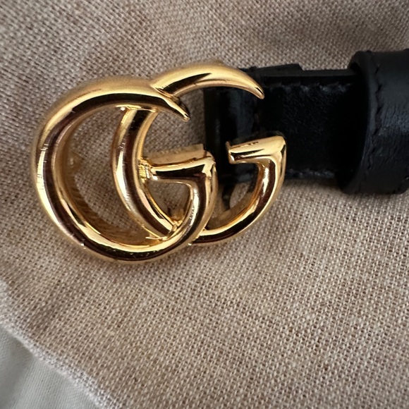 GG MARMONT THIN LEATHER BELT WITH SHINY BUCKLE - Picture 8 of 12